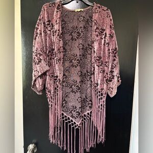 Floral Lace Fringe Kimono Cardigan
